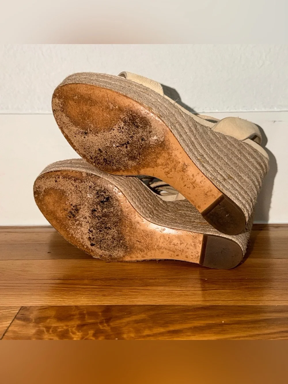 Michael Kors Collection Beige Espadrille Wedge Sandals